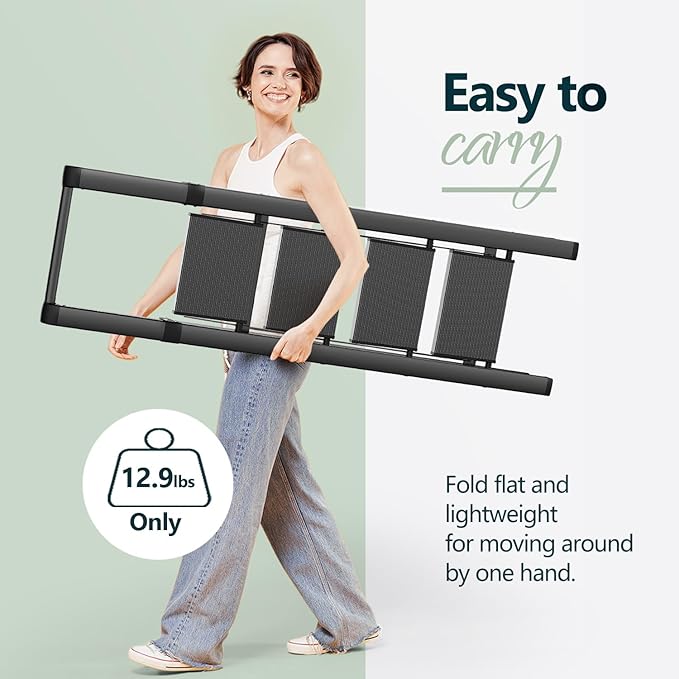 WOA WOA 4 Step Ladder for 10 Feet High Ceiling, Lightweight Foldable Ladder with Non-Slip Wide Pedals, Step Stool with Safe Handrail, Space Saving for Home, Kitchen, Indoor & Outdoor 300lbs - Black