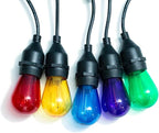 S14 Colored LED String Light Bulbs, 15 Pack 1 Watt Plastic Shatterproof LED Replacement Bulbs for Indoor Outdoor String Light, E26 Medium Base, Multi-Color: Red/Green/Blue/Purple/Orange
