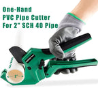 Ratcheting PVC Pipe Cutter- for up to 3-inch OD(Sch 40/80 Pipe) | SKD5 Steel Blade | Professional Plumbing Tool for DIY, Gardening，Plumber(Dark Green,75MM)