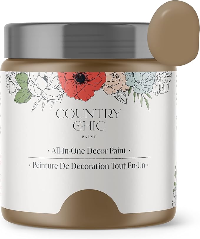 Country Chic All-in-One Chalk Paint for Furniture, Cabinets, Home Decor, Eco-Friendly, Matte Finish, Built-In Primer & Top Coat for Wood, Metal - Driftwood (Brown) - Pint 16 oz (475 ml)