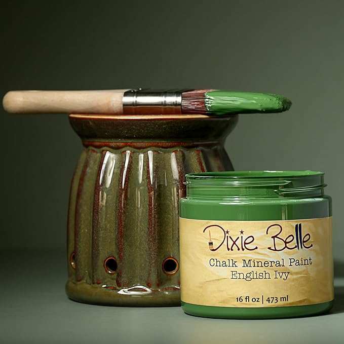 Dixie Belle Paint Company Chalk Finish Furniture Paint - English Ivy (8oz) - Matte Muted Green Chic Chalk Mineral DIY Furniture Paint