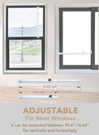 Greatim GT-DB005 Home Security Window Lock, Egress Window Lock, Childproof, Locking System, AntiLift Lock, Vertical Bar, for Single Hung Windows, Window Dowel, Adjustable (10.6~16.62 inch)