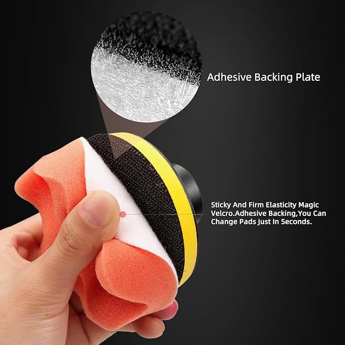 Drill Polishing Kit for Car, 3''(80mm) 32Pcs Car Foam Buffing Pads, Wool Pads Drill Buffing Pad, Wax Buffer Polisher Attachment with 5/8-11 Thread Backing pad & Adapters