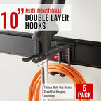 Wall Mount Tool Storage Rack, Garage Organization, Heavy Duty Garage Storage Tool Organizer, Garden Tool Wall Hooks and Hangers, Hold Up to 350lbs Black 2Pack