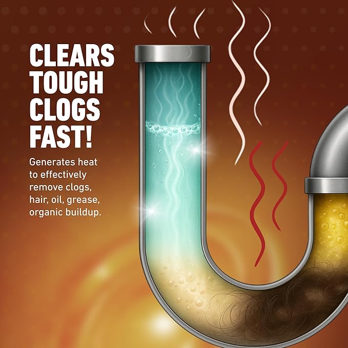 Drain Dissolve | AC Drain Line Cleaner & Unclogger | Heat-Activated Alkaline Gel Clears Hair, Grease, Gunk, 1 Quart (946.3 ml)