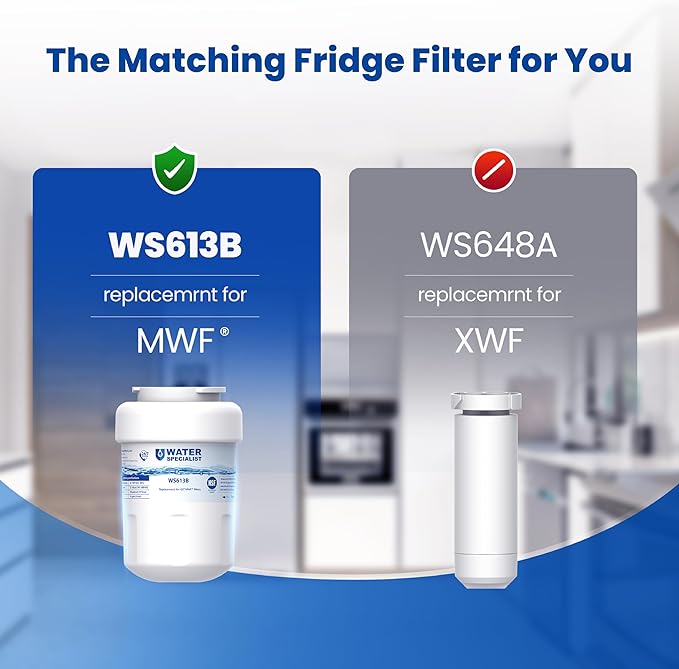 Waterspecialist WS613B Replacement for MWF®, SmartWater® MWFP, MWFA, GWF, HDX FMG-1, WFC1201, GSE25GSHECSS, PC75009, RWF1060, Kenmore® 9991 Refrigerator Water Filter, 3 Filters