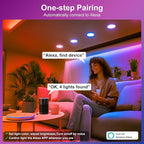 Smart Recessed Lighting 6 Inch RGBCW Color Changing 16W LED Downlights with Junction Box,1350 Lumen Canless Wafer Recessed Ceiling Lights Work with Alexa,Music Sync,DIY Scenes,Timer,23 Modes,1 Pack