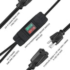 2 Way Extension Cord with On/Off LED Switch, Fiabtool 3 Prong Extension Cord Splitter, Heavy Duty Plug Splitter, SJTW 18AWG 10A/125V, Indoor Use (3.28 Ft, Black)