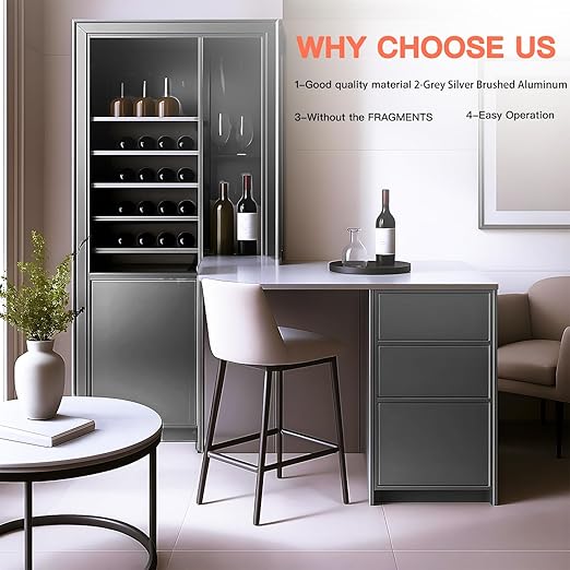 GSCIT Club Grey Silver Edge Banding, 2 Inch x 25ft Aluminum Brushed Edge Banding PVC Edge Trim for Cabinet Repair Furniture