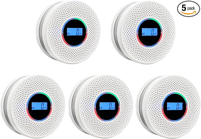 Smoke Detector Carbon Monoxide Detector Combo with Digital Display and Sound Light Alarm, 2-in-1 Smoke & CO Alarm with Battery Operated for Home, Travel or RV