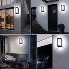 ledmo Outdoor LED Wall Porch Light, 1800LM 6000K Modern Sconce Light Fixture, 18W IP65 Waterproof Anti-Rust Wall Light, Frame Exterior Wall Lights for Patio, Yard, Garage, House, 4 Pack