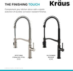 KRAUS Sellette Commercial Style Spot Free Stainless Steel Single Handle Pull-Down Kitchen Faucet with Deck Plate and Soap Dispenser, KPF-1683SFS-KSD-80SFS