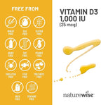 NatureWise Vitamin D3 1000iu (25 mcg) 1-Year Supply for Immune Support, Healthy Muscle Function, and Bone Health - Non-GMO, Gluten Free in Organic Extra Virgin Olive Oil, (Mini Softgel), 360 Count