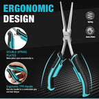 DURATECH 4PCS Long Reach Pliers Set with Pouch - Needle Nose, Diagonal, Linesman and Flat Nose, Mini Extra Long Pliers Set for Jewelry Making, Wire Bending and Object Gripping on Narrow Space