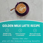 Turmaquik Organic Golden Milk Turmeric Powder, Immune Support + Superfood Blend of Ginger, Black Pepper, Curcumin, Cinnamon, Cardamom + Vitamins C, D, B6, B12, Zinc (3.2 Ounce)