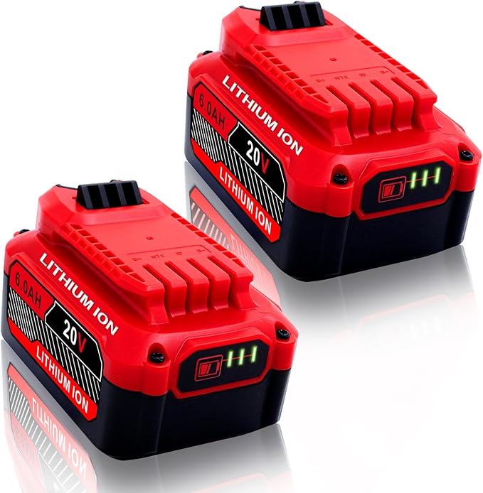 Upgrade 2-Pack 6.0Ah Batteries Replacement for Craftsman 20V Battery Compatible with Craftsman CMCB205 CMCB204 CMCB206 CMCB202 CMCB201 20V Cordless Power Tools