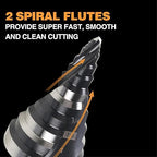 Heavy Duty M35 HSS 1/4 to 1-1/8 Inch Step Drill Bit with Double Flutes, Large High Speed Steel Step Bit for Stainless Steel, Metal, Wood