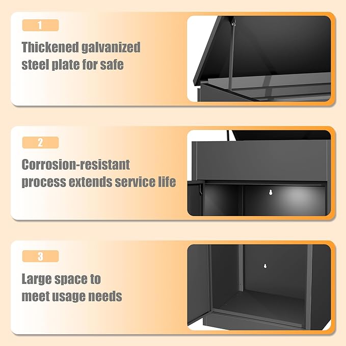Package Delivery Boxes for Outside,Enlarged Porch Box for Packages with Coded Lock,Large Space,Waterproof,Cold-Rolled Steel Package Lock Box (19.7”x16.1”x33.5”)