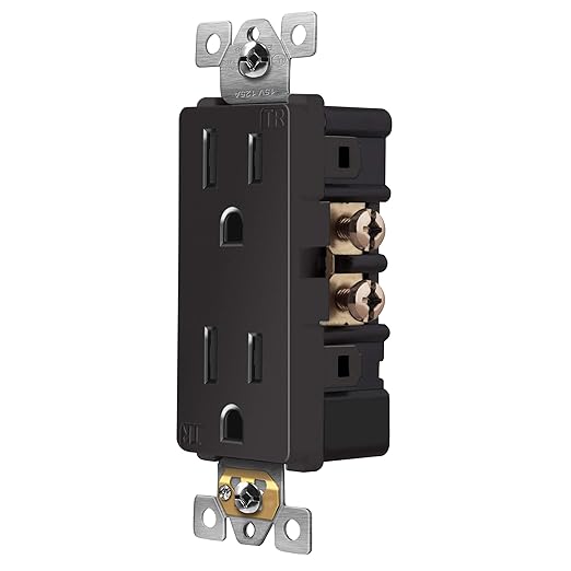 ENERLITES Elite Series Decorator Receptacle Outlet Child Safe Tamper-Resistant, Gloss Finish, Self-Grounding, 2-Pole, Residential Grade, 15A 125V, UL Listed, 61501-TR-DB-10PCS, Dark Bronze (10 Pack)