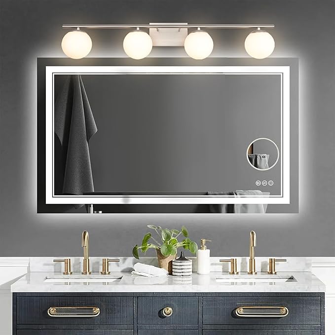 New Bathroom Vanity Light Fixtures 4 Lights Brushed Nickel Glass Shade Modern Wall Bar Sconce Over Mirror（(Exclude G9 Bulb)