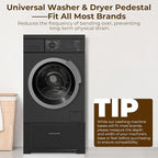 SKM Washer and Dryer Stand - 28" Laundry Pedestals for Washing Machine and Dryer with Top Panel, Heavy Duty Steel Pedestal Raiser, 14.2 Inches Height Elevation in Black