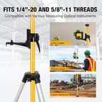 13.8Ft/4.2M Professional Laser Level Pole with Tripod & Mount - 1/4" & 5/8" Adapters, Adjustable Telescoping Laser Level Pole for Rotary/Line Lasers