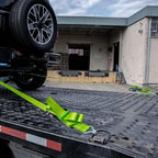 Vulcan Complete Axle Tie Down Kit - High-Viz - Includes 4x 22" & 36" Axle Straps, 4x 15' Wire J Hook Ratchet Straps
