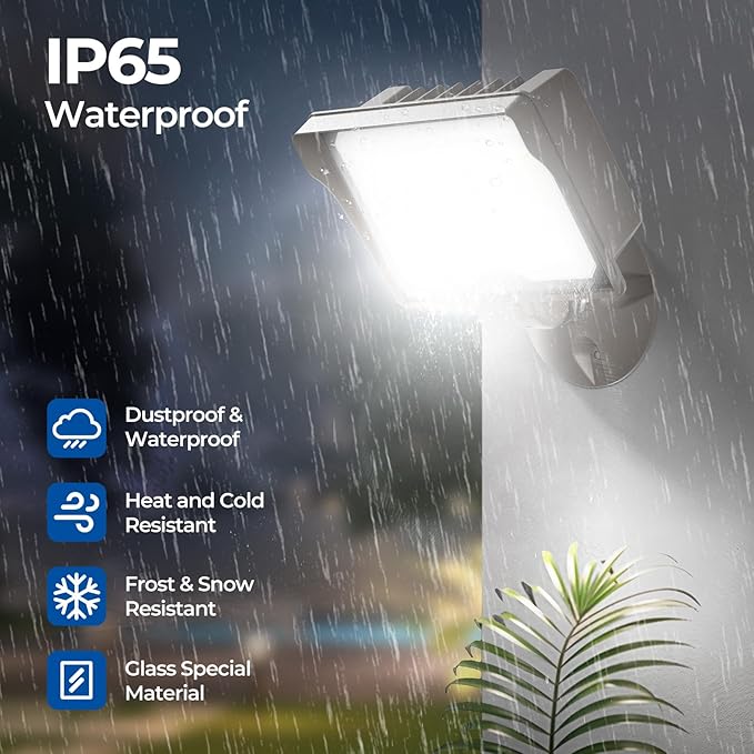 CINOTON 55W LED Flood Light 3CCT (3000K/4000K/5000K), 7700LM Dusk-to-Dawn Photocell Outdoor Security Lighting, 120V IP65 Aluminum Wall Pack for Porch/Barn, 180° Knuckle Mount, 2 Modes, ETL, 4 Pack