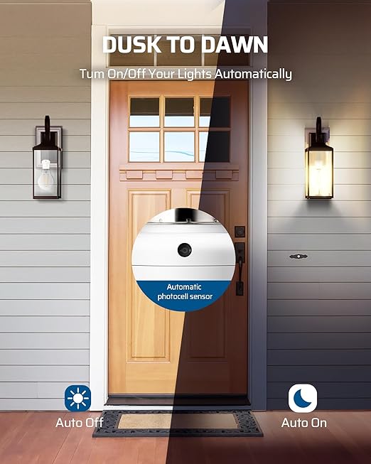 DEWENWILS Light Sensor Socket, Dusk to Dawn Sensor Socket, Light Bulb Socket for Light Fixtures, Compatible with Incandescent/CFL/LED/Halogen Bulbs, 4 Pack, ETL Listed