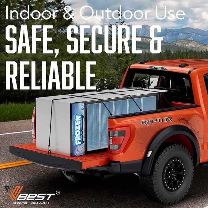 Strong Long Bungee Cords Heavy Duty Outdoor - 6 Pieces Set of Large Bungee Cords with Hooks 60 Inch - 5 ft Black Bungie Chords UV & Weather Resistant