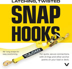 VULCAN Complete Axle Strap Tie Down Kit with Snap Hook Ratchet Straps - Classic Yellow - Includes (4) 22 Inch Axle Straps, (4) 36 Inch Axle Straps, and (4) 8' Snap Hook Ratchet Straps