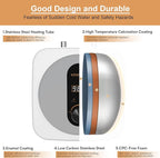 2.5 Gallon Mini Tank Water Heater,Under Sink Instant Hot Water with LED Display,1500W 120V Compact Design Small Water Heater for RV,Kitchen,with 1/2" NPT T&P Valve,3-Way Fitting Valve Grey