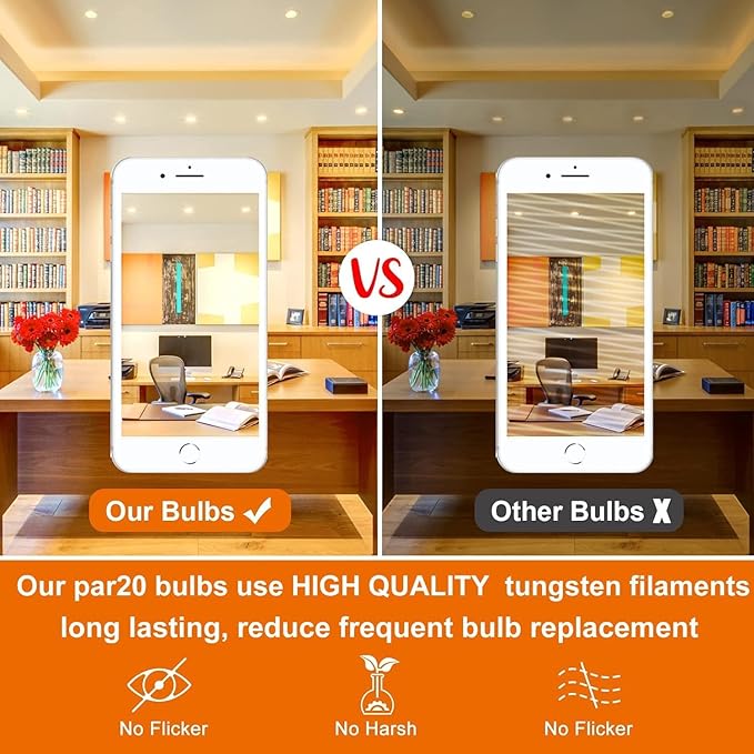 PAR20 50W Halogen Bulb - 6 Pack 120V 50W PAR20 Flood Light Bulbs with E26 Base, PAR 20 Dimmable 2800K Warm White, Long Lasting PAR 20 Bulb for Track Lighting & Hood Range Light Bulbs