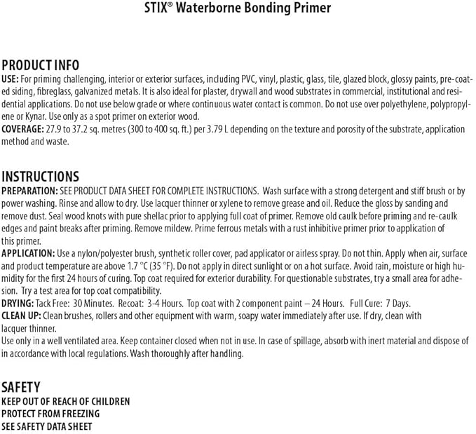 INSL-X SXA11009A-04 Stix Acrylic Waterborne Bonding Primer, 1 Quart, White