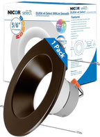NICOR DLR56609120SOB DLR56(v6) 5/6-inch Oil-Rubbed Bronze 900 Lumen Selectable Recessed LED Downlight