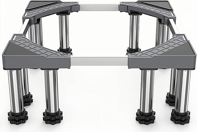 SEISSO Mini Fridge Stand Adjust Height 7"-8.2", Adjustable Heavy Duty Washing Machine Pedestal Stand, Load Capacity 1100LB, Universal Refrigerators Stand, Washer and Dryer Pedestal for Home 17.7"-25.5"