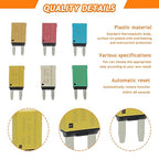 Auto Reset Fuse E71 E77 car ATM Low Profile Mini Blade Style Automatic Circuit Breaker T1 14V DC 5A 10A 15A 20A 25A 30A Boat Marine RV Car Truc（6 pcs Mixed）