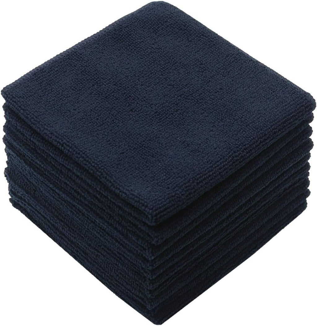 Microfiber Dish Cloths Fast Drying Kitchen Cleaning Cloth Dish Rags Dust Cloths Ultra Absorbent Lint Free Washcloths 12inch x 12inch 10 Pack (Black)