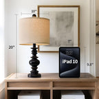 BOBOMOMO 20" Table Lamp Set of 2 for Bedroom Living Room Vintage Rustic Traditional Nightstand Bedside Lamps（Suitable for Decorating Small Areas）