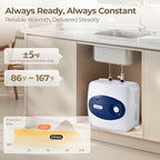 8 Gallon Electric Tank Water Heater, 120V 1500W Under Sink Instant Hot Tank Water Heater for RV, Camper, Kitchen, Food Truck, Wall or Floor Mounted, Blue