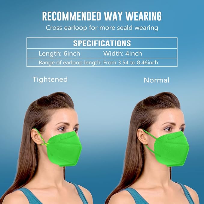 WWDOLL KN95 Face Mask 25 Pack, 5-Layers Breathable KN95 Masks, Green
