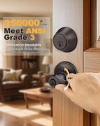 Gobrico 4 Sets Front Entry Door Levers and Single Cylinder Deadbolt Combination Locksets, Oil Rubbed Bronze Keyed Alike Exterior Door Handleset with Deadbolts in Wave Style