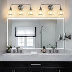 Brushed Nickel Bathroom Vanity Light 3 Lights Bathroom Light Fixtures Over Mirror with Clear Glass Shade 22.4 inch Wall Sconces Lighting Bath(Exclude E26 Bulb)