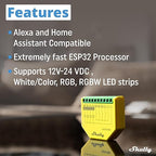 Shelly Plus RGBW PM | WiFi Smart Remote Control for RGBW Led Strips with Power Metering | Home Automation | Bluetooth Gateway | No Hub | Compatible with Alexa & Google Home | iOS Android App