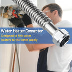 20-Pack GUOFIS Corrugated Flexible Stainless Steel Water Heater Connector,3/4" FIP x 3/4" FIP Hose for Water Heater/Water Softener(24-Inch)(HOSE040-20Pack)