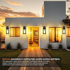 BesLowe 16” Upgraded Motion Sensor Outdoor Wall Lights, Dusk to Dawn Porch Lights Outdoor Wall Sconces, 3 Lighting Modes Exterior Lighting Fixtures with Hooks, Black Outside Lights for House, 2-Pack