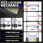 JADDUO 16.5FT Telescopic Ladder, Aluminium Black Telescoping Ladder with Non-Slip Feet and Stable Hook, Portable Extension Ladder for Household and Outdoor Working, Heavy Duty 330lbs Max Capacity