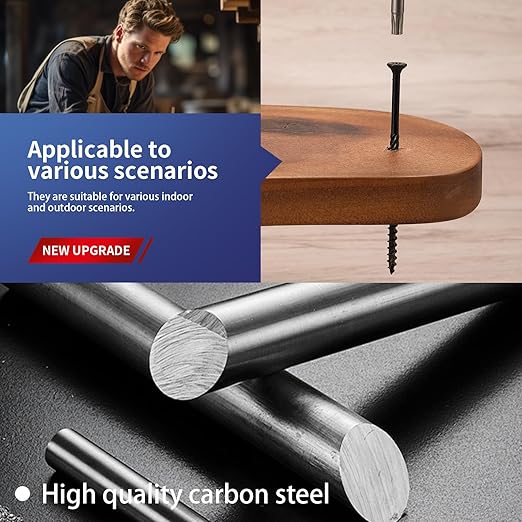 #8 x 3/4" Deck Screws (1106Pcs) 4lb. Carbon Steel, Black, Flat Head, Rust Resistant epoxy Coated, with T25 Star Bit