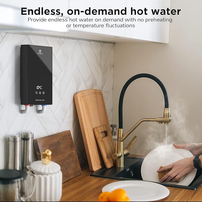 Airthereal Electric Tankless Water Heater, 8kW, 240 Volts - Endless On-Demand Hot Water - Self Modulates to Save Energy - Use for Faucet and Sink, Evening Tide series
