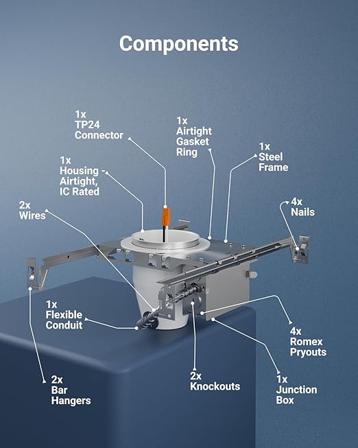 Sunco 10 Pack 4 Inch Can Lights Housing New Construction, Recessed Can Housing for Ceiling, Hard Wired, TP24 Connector, 120-277V, Air Tight Steel, IC Rated, Easy Install UL.